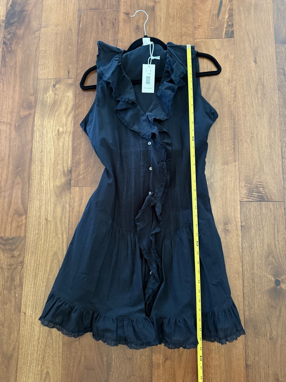 Magaschoni Ruffle Sleeveless Dress Black - Picture 7 of 9